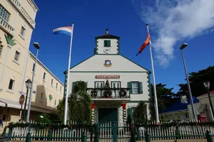 菲利普斯堡，圣马丁，加勒比海，法院，建筑，建筑外观，建筑结构，旗帜