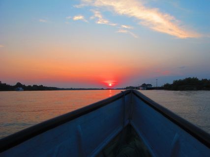 自然，三角洲，天空，日落，水，风景-自然，自然之美，橙色
