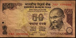 50，印度卢比，7bd，690096，钞票，印度卢比，卢比