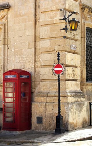 马耳他、mdina、城市、街道、电话亭、标志、建筑、红色