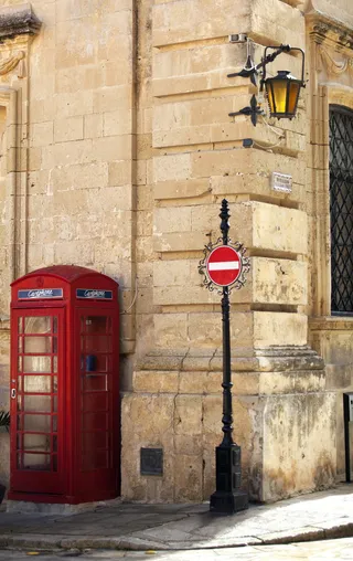 马耳他、mdina、城市、街道、电话亭、标志、建筑、红色
