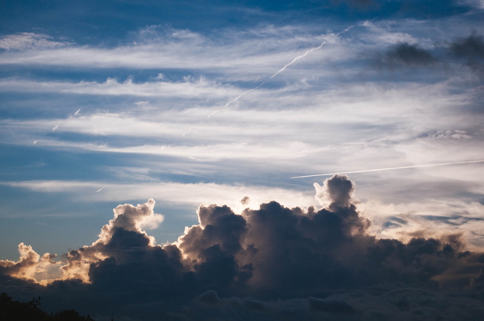 天空，云，天景，蓝色，日落，光，自然，天堂