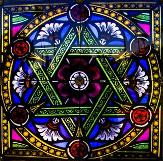 五彩，花卉，星形插画，vitrage，彩色玻璃，教堂窗户，星形，艺术