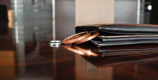 黑色，棕色，长形，钱包，两个，硬币，代币，硬币