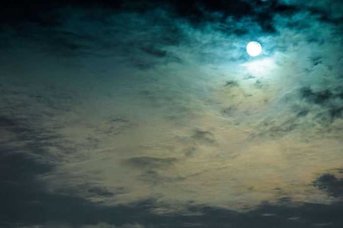 新月，月亮，云，日出，天空，戏剧性的天空，云天，满月