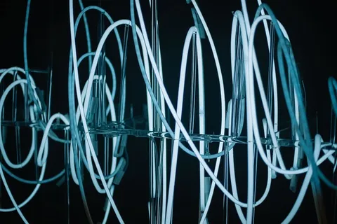 夜晚、电线、灯光、电力、连接、技术、通信、摄影棚拍摄