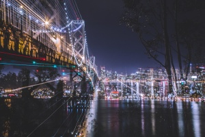 旧金山, 美国, 金银岛, 夜晚的天空, 光迹, 灯, 城市, 市容