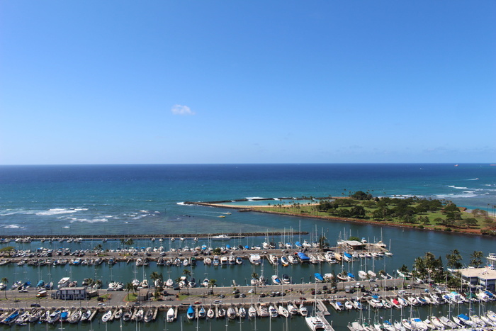 夏威夷，蓝天，大海，小船，地平线，自然，水，风景