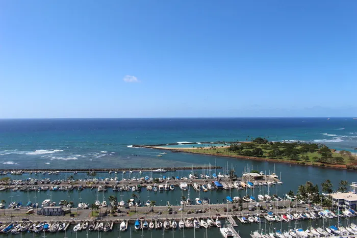 夏威夷，蓝天，大海，小船，地平线，自然，水，风景