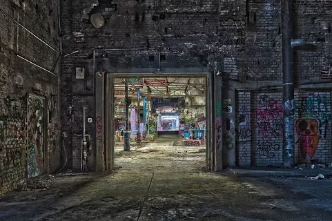 鲜花、花瓶、混凝土、建筑、失落的地方、工厂、老工厂、照片