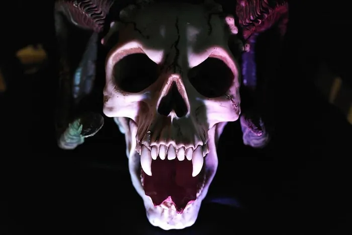 近景、照片、骷髅、恶魔、怪物、阴影、恐怖、死亡
