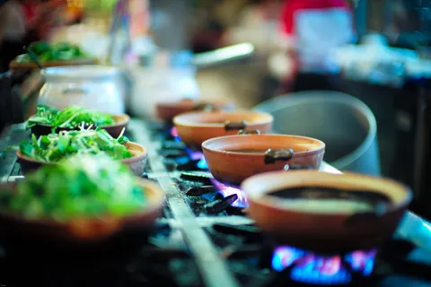 打开煤气燃烧器