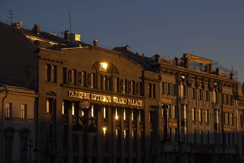 彼得堡，房屋，窗户，晚上，建筑，建筑外部，建筑结构，照明