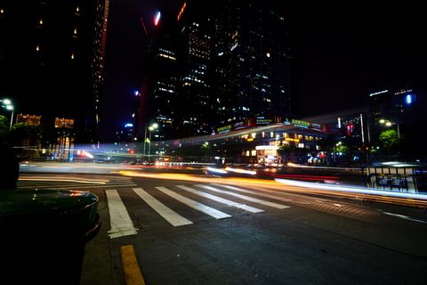 沥青、柏油路、道路、大都市、建筑、城镇、城市、城市