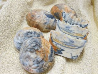 白蓝棕色肥皂，白色，纺织品，肥皂，天然，手工，卫生，皮肤护理