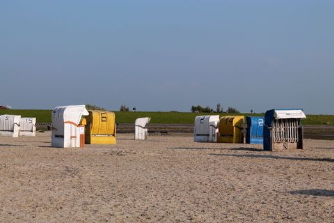 沙滩椅、大海、假日、夏天、阳光、沙滩、海岸、北海