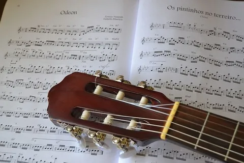 纸张、声音、数据、歌曲、音乐、乐谱、吉他、原声吉他