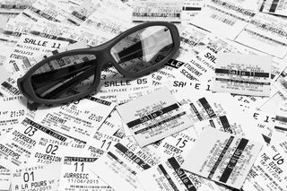 眼镜，黑色，镜框，门票，电影院，3d，电影，电影