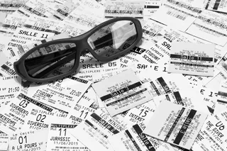 眼镜，黑色，镜框，门票，电影院，3d，电影，电影