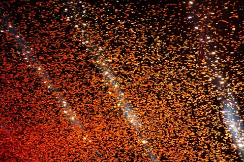 飘落的橙色糖果