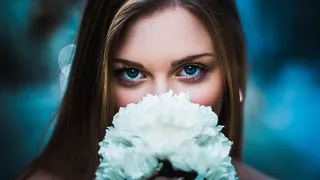 美丽，女人，花，白，微笑，眼睛，女人，女孩