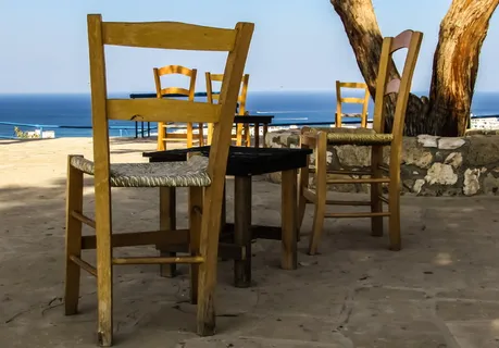 广场、椅子、视图、视点、地平线、食堂、塞浦路斯、普罗塔拉斯