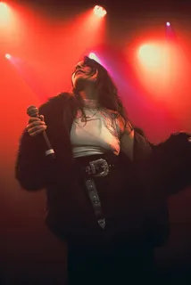 人、人、灯光、麦克风、电气设备、服装、服装、音乐会