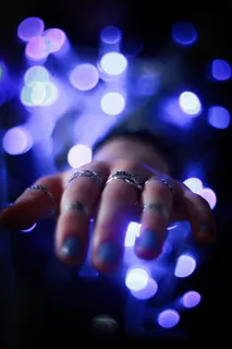 照亮, 人的手, 晚, 手, 散焦, 泛着, 照明设备, 光-自然现象