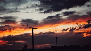 自然, 户外, 黄昏, 黎明, 天空, 红色的天空, 阳光, 灯柱