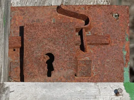 锁，门，旧，生锈，机械，打开，螺栓，白天