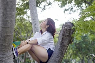 淘气，快乐，sm，快乐，开朗，有趣，树，一个人