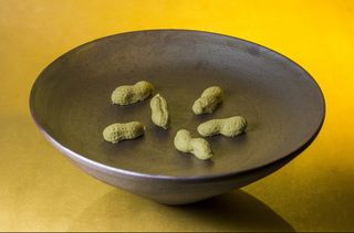 花生，非，仿制品，食品，食品和饮料，室内，黄色背景，黄色