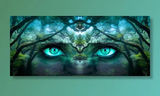 自然眼睛肖像画，幻想，眼睛，森林，美学，脸，肖像，神秘