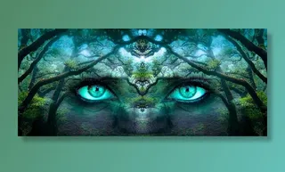 自然眼睛肖像画，幻想，眼睛，森林，美学，脸，肖像，神秘