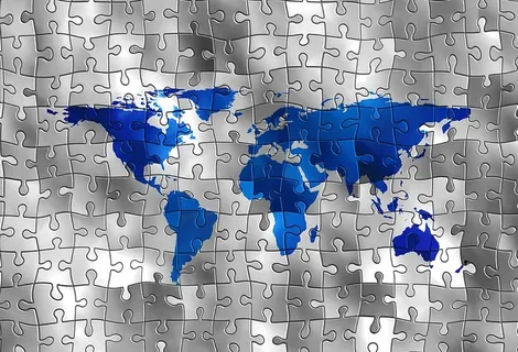 蓝色,灰色,世界地图拼图块,大陆,拼图,世界,地球,全球 蓝色,灰色,世界地图拼图块,大陆,拼图,世界,地球,全球
