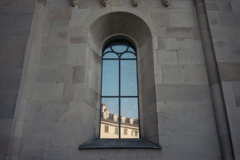 瑞士，苏黎世，教堂，窗户，天空，砖块，墙