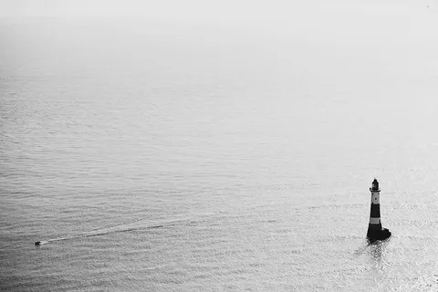 鸟瞰，风景，灯塔，海洋，海洋，水，波浪，自然