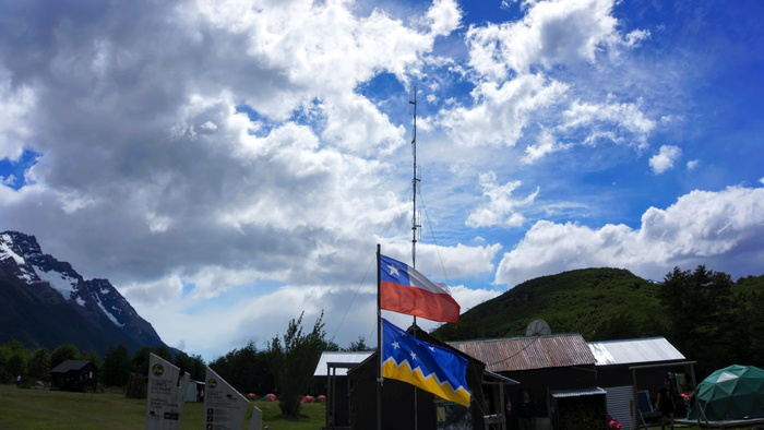 智利, 托雷斯德尔潘恩, refugio vértice dickson, refugio dickson, camp dickson, 巴塔哥尼亚, 云-天空, 国旗
