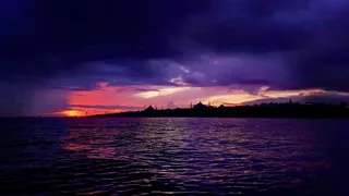 土耳其、阿夫拉西亚·蒂内利、清真寺、马尔马拉、大海、日落、日落、粉色