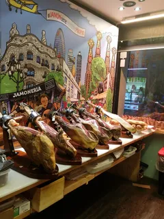 巴塞罗那、jamón、火腿、伊比利亚、烹饪、商店、旅游、零售