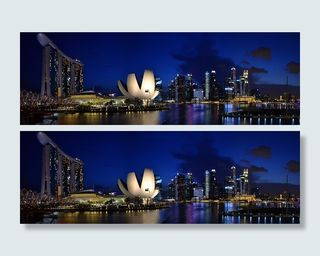 景观摄影，城市天际线，夜间，城市，新加坡，滨海湾金沙，夜间，建筑外观
