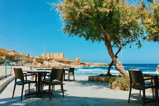 马耳他，żebbuġ，岛屿，夏天，空荡荡的，孤独的，桌子，树