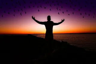 背光、海滩、黎明、黄昏、景观、灯光、海洋、户外