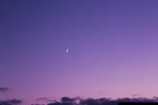 新月、天空、月亮、紫色天空、夜空、日落、黎明、大自然