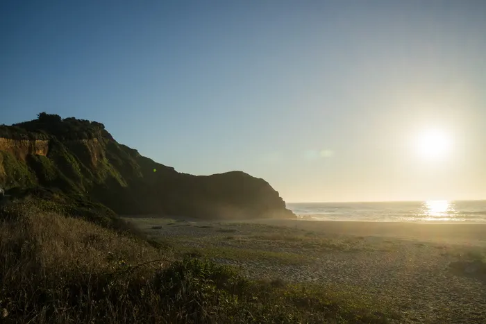 美国, 特立尼达, 海洋, 水, 日落, 悬崖, 海滩, 夏季