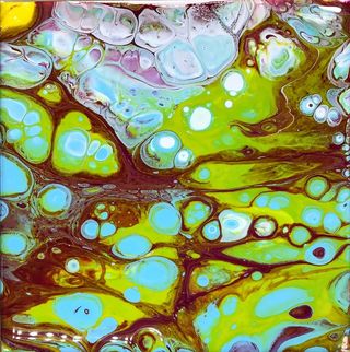 绿色，黑色，抽象，插图，流动，油，颜色，黄色