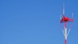 电视发射机，烛台，电视天线，蓝色，天空，复制空间，红色，晴空