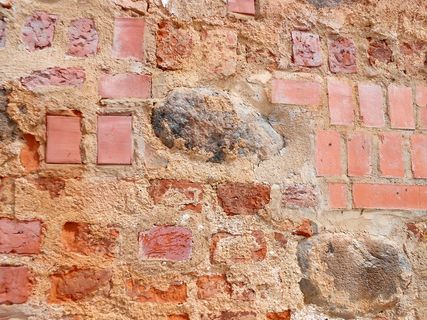 老化、背景、堵塞、破裂、砖、砖墙、裂缝、损坏