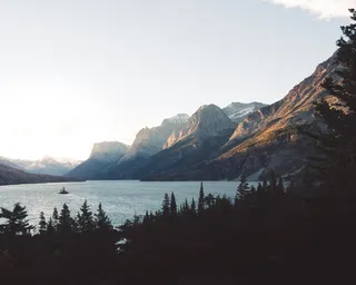风景摄影，湖，山，风景，灰色，旁边，身体，水