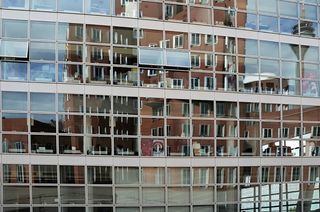 建筑、窗户、镜像、立面、建筑、结构、杜塞尔多夫、建筑外部